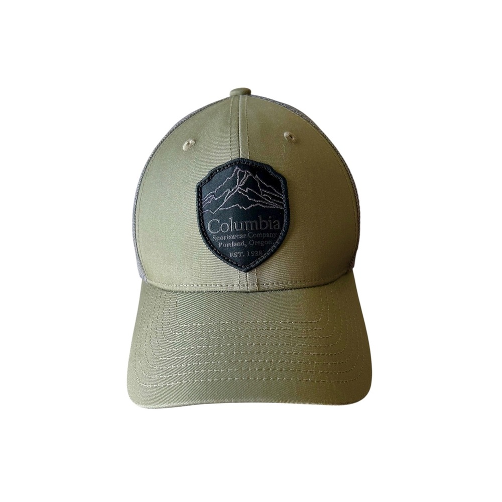Columbia Green Olive Gray Adjustable SnapBack Mountain Logo Patch Trucker Hat